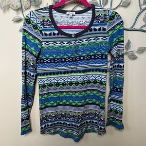 ❤️Splendid Henley print long sleeve XSmall EUC CLEARANCE